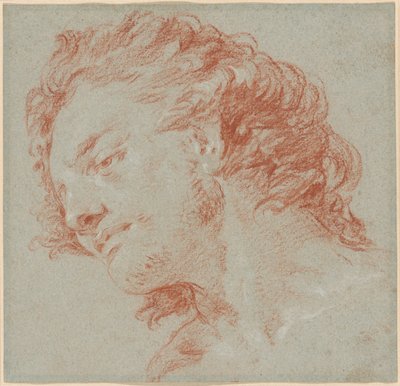 左の横顔の若い男性の頭（直腸）。 寓意図の研究 (裏面) 作： Giambattista Tiepolo
