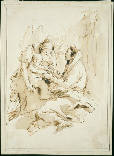 聖家族、聖ヨセフと本 作： Giambattista Tiepolo