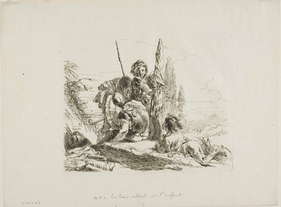 カプリッチより 三人の兵士と少年 作： Giambattista Tiepolo