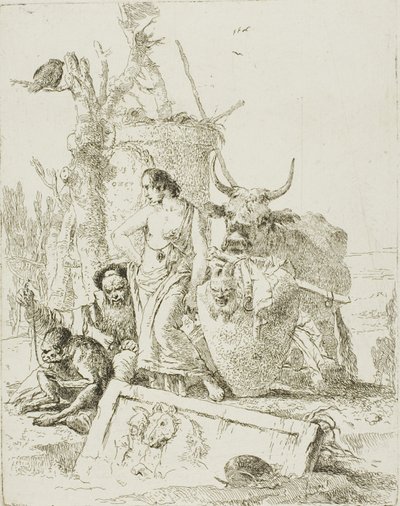 シェルツィより 若い羊飼いと猿を連れた老人 作： Giambattista Tiepolo