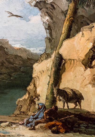 エジプトへの逃亡中に休息しているところ、1762/70年頃（油彩・カンヴァス） 作： Giambattista & Tiepolo Giandomenico (1727-1804) Tiepolo