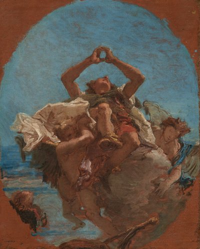天使に天に運ばれる聖ロッホ 1735-1745年頃 油彩・カンヴァス 作： Giambattista & Tiepolo Giandomenico (1727-1804) Tiepolo