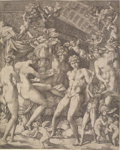 キューピッドと 3 つの恵みを持つ金星と火星 作： Gian Jacopo Caraglio