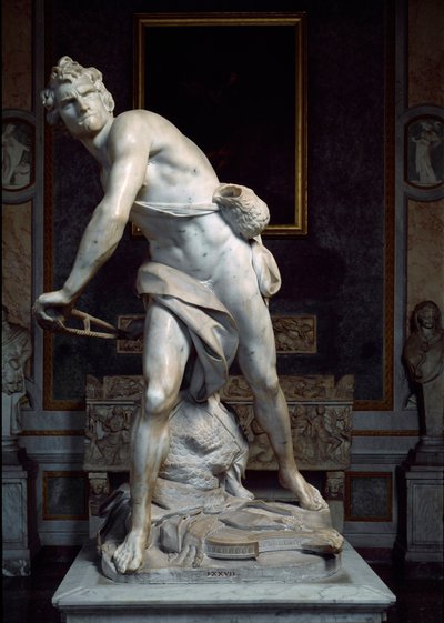 スリングの石を投げるダヴィッド バロック彫刻 ジャン・ロレンツォ・ベルニーニ（ル・ベルナン）（1598-1680）制作 作： Gian Lorenzo Bernini