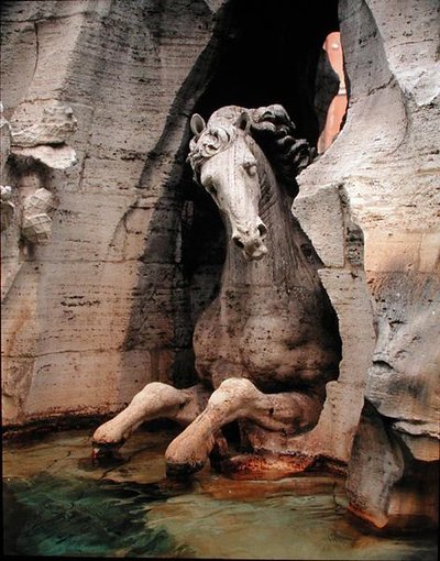 四川の泉」馬のディテール 作： Gian Lorenzo Bernini