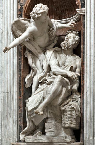 The prophete Habakuk (Habaquq, Habakuk, Habakkuk, Abakuk, Havakuk) and the angel (預言者ハバククと天使) 大理石彫刻 ジャン・ロレンツォ・ベルニーニ(1598-1680) 1656-1661 Rome, Basilica di Santa Maria del Popolo, Cappella Chigi 作： Gian Lorenzo Bernini
