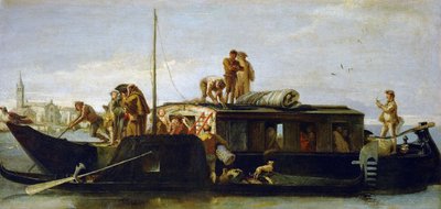 バロック：ティポロ、ジャンドメニコ（1727-1804）の《郵便船（イル・バーチエッロ）》、1764-1765年頃。油彩・キャンバス、38x78,3。美術史博物館（ウィーン 作： Giovanni Domenico Tiepolo