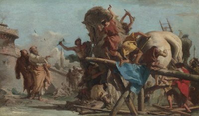 トロイの木馬の建物、1760年頃（キャンバスに油彩） 作： Giandomenico (1727 1804) Tiepolo