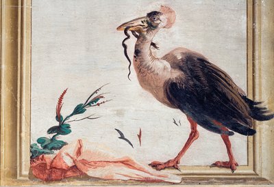 フォレステリアのチャイニーズルームからのくちばしでヘビを抱いたヒクイドリ、1757年 作： Giovanni Domenico Tiepolo