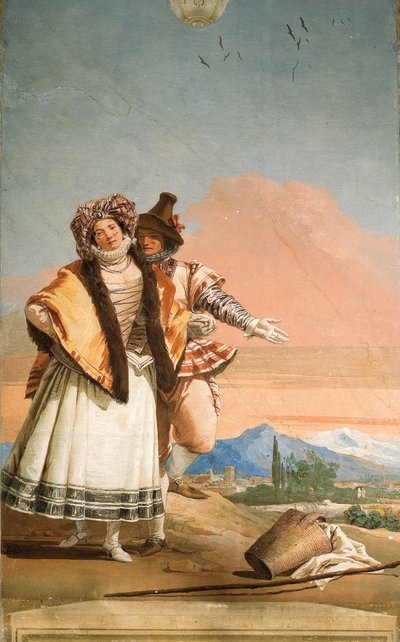 フォレステリアのゴシックパビリオンの部屋にある愛の宣言の詳細、1757 作： Giovanni Domenico Tiepolo