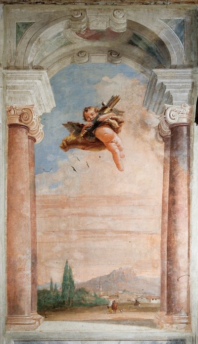 1757年、パラツィーナのイリアスの部屋からのキューピッドのある風景 作： Giovanni Domenico Tiepolo