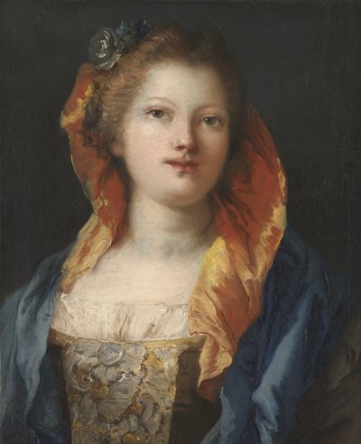女性の肖像、1762-70 作： Giovanni Domenico Tiepolo