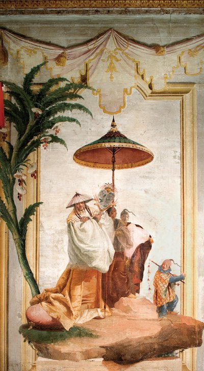1757年フォレステリアのチャイニーズルームからのマンダリンウォーク 作： Giovanni Domenico Tiepolo