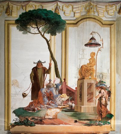 1757年のフォレステリアのチャイニーズルームから月の神への果物の供物 作： Giovanni Domenico Tiepolo