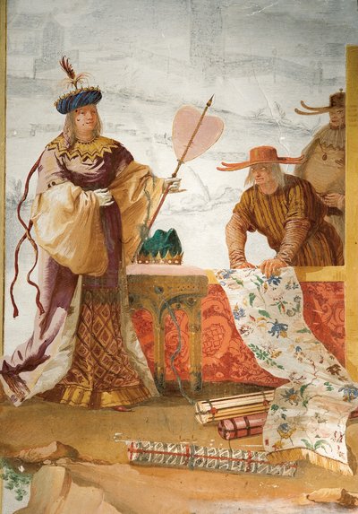 フォレステリアのチャイニーズルームからの織物商人、1757 作： Giovanni Domenico Tiepolo