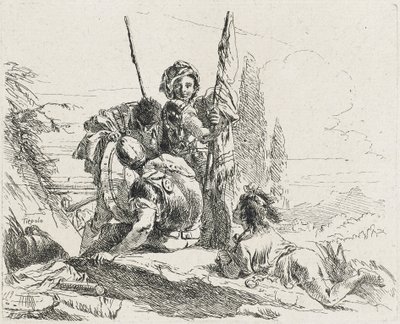 3人の兵士と少年、1749年 作： Giovanni Domenico Tiepolo