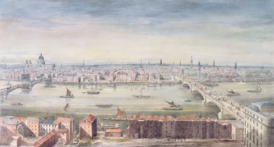 セントポールズからカスタムハウスまでのロンドンの眺め、1837年（紙にトイレ） 作： Gideon Yates