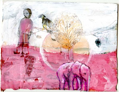 Wood Pigeon and Elephant、2014年（ミクストメディア） 作： Gigi Sudbury
