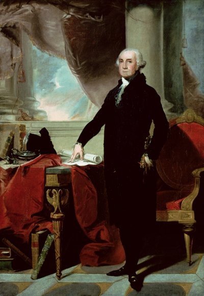 ジョージ・ワシントン（1732-99）（カラーリトグラフ 作： Gilbert (after) Stuart