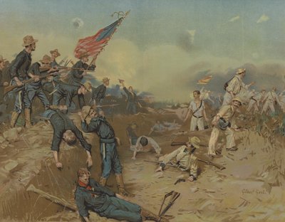 米西戦争、キューバのサンティアゴ前の塹壕で 作： Gilbert Gaul
