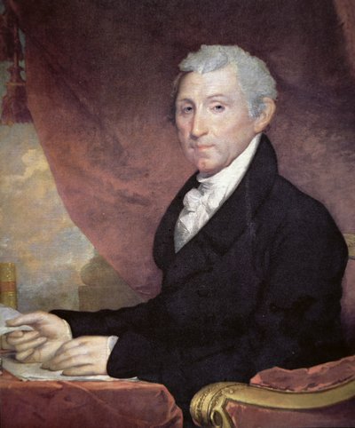 ジェームズ・モンロー（1758-1831）（カラーリトグラフ 作： Gilbert Stuart