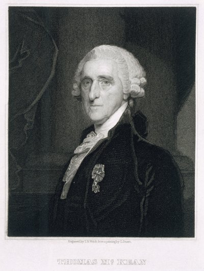 トーマスB.ウェルチ（1814-74）によって彫刻されたトーマスマッキーンの肖像画 作： Gilbert Stuart