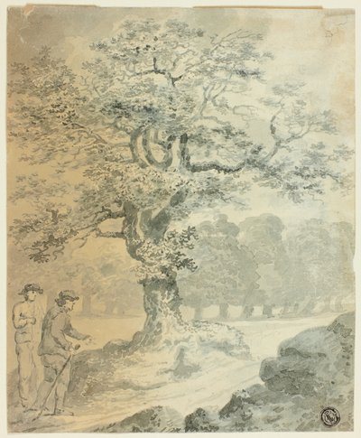 2人の男性像のある風景 作： Gilbert Stuart Newton