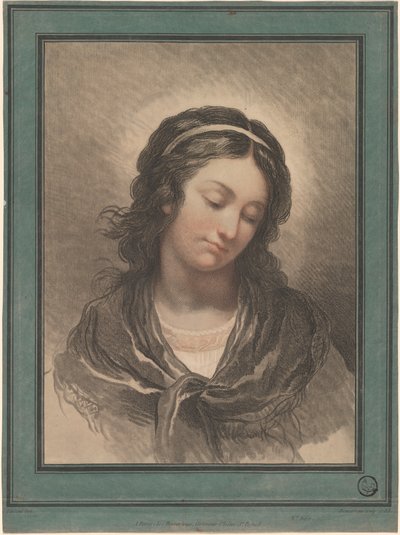 見下ろしている女性の頭 作： Gilles Antoine Demarteau after François André Vincent