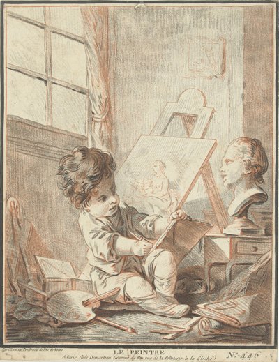 Kind als schilder in atelier Le peintre (オブジェクトのタイトル) 作： Gilles Demarteau