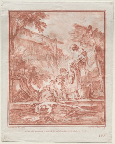 ウォッシャーウーマン、1767年。 作： Gilles Demarteau