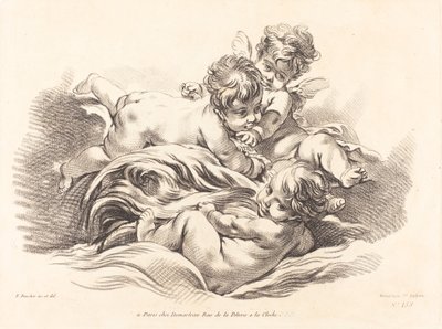 波のようにイルカで遊ぶ 3 つの天使。 作： Gilles Demarteau