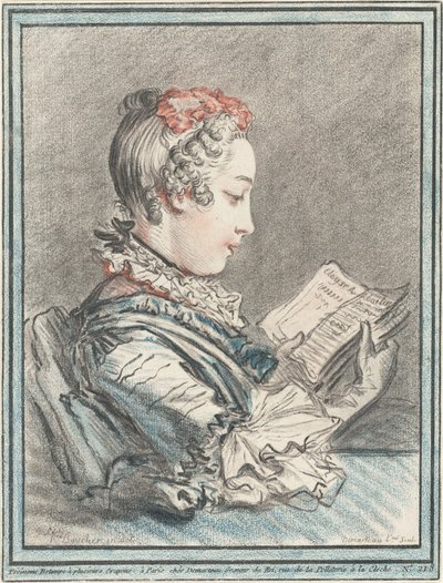 「エロイーズとアベラール」を読む少女 作： Gilles Demarteau, the Elder after François Boucher