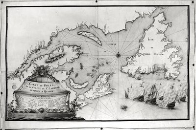 セントローレンス湾と川の地図、1699年 作： Gilles Gabriel de Saccardi
