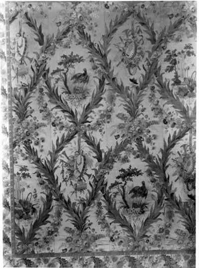 エンプレスベッドルームのシルクの壁装、1787年（シルク） 作： Gilles Gaudin