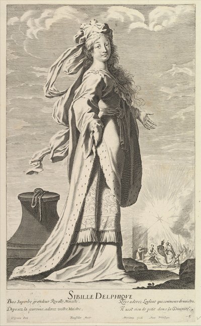 Delphic Sibyl、ca。 1635. 作成者: ジル・ルスレ、エイブラハム・ボッセ。 作： Gilles Rousselet and Abraham Bosse