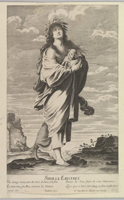 エリトリアのシビル、約。 1635. 作成者: ジル・ルスレ、エイブラハム・ボッセ。 作： Gilles Rousselet and Abraham Bosse