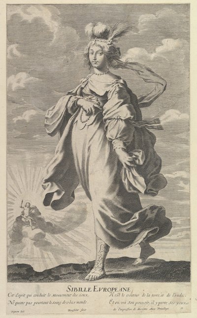 ヨーロッパのシビル、約。 1635. 作成者: ジル・ルスレ、エイブラハム・ボッセ。 作： Gilles Rousselet and Abraham Bosse