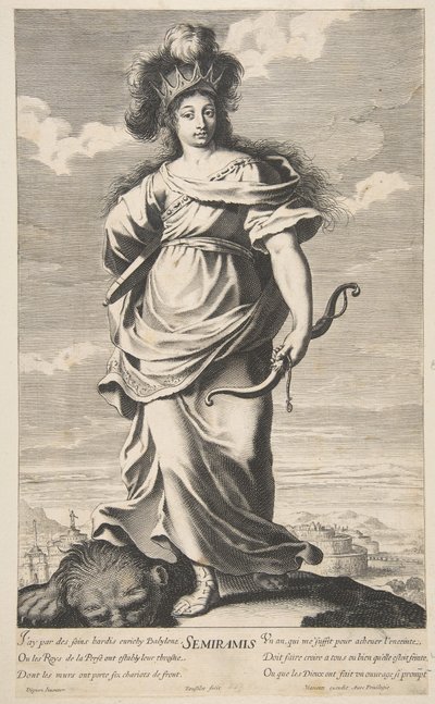 セミラミス、カリフォルニア州。 1639-40。 クリエイター：ジル・ルスレ、アブラハム・ボッセ。 作： Gilles Rousselet and Abraham Bosse