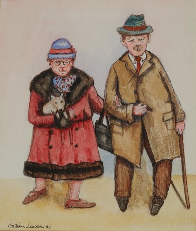 高齢者夫婦、1985年（紙に水彩） 作： Gillian Lawson