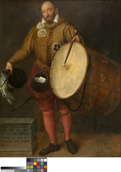 Pierson la Hues、古い射手ギルドのドラマーとページ（木に油彩） 作： Gillis (c.1535 99) Congnet