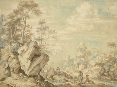 風景、1623年（紙にペンとトイレ） 作： Gillis Claesz d Hondecoeter