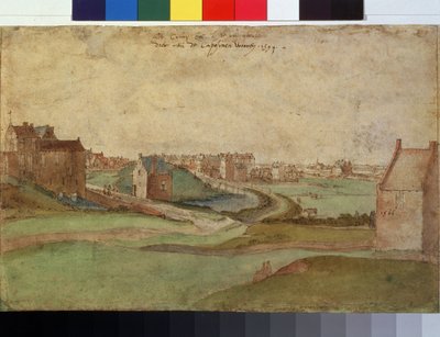 「ベルギーのアントワープ近くの風景」(アントワープ近くの風景) 水彩画 ギリス・モスタエルト作 (1534-1598) 1566年 プーシキン美術館、モスクワ 作： Gillis Mostaert