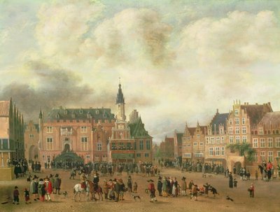 ハーレムのグロートマルクトにおけるブレダの平和の発表、1667年頃 作： Gillis Rombouts