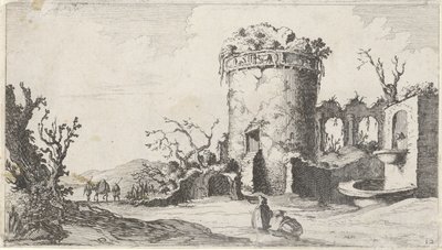 円形の塔のある廃墟の噴水 十二の風景（連載タイトル） 作： Gillis van Scheyndel (I)