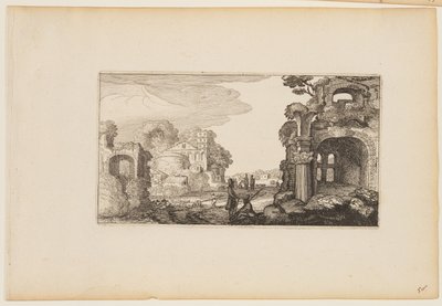 ローマ時代の遺跡の間の小道（「人物のいる12の風景」より 作： Gillis van Scheyndel