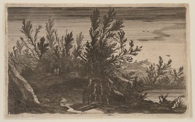 池の左の林道を行くライダー（「6つの風景」より 作： Gillis van Scheyndel