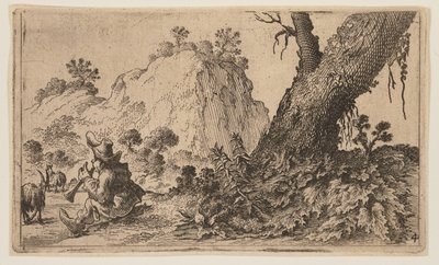 ヤギの群れにリコーダーを聞かせる羊飼い（『12の風景』より 作： Gillis van Scheyndel