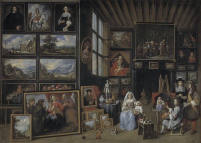 アーティストが女性と少女を描いている絵画ギャラリー。 絵画芸術の寓意 作： Gillis van Tilborgh