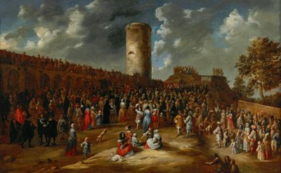 城壁の外でのアーチェリー大会 作： Gillis van Tilborgh