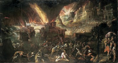 アイネイアスは父をバーニング・トロイから救いました 作： Gillis van Valckenborch